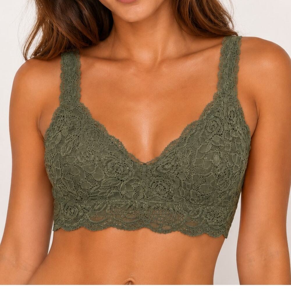 Mudd Olive Green Stretch Lace Bralette